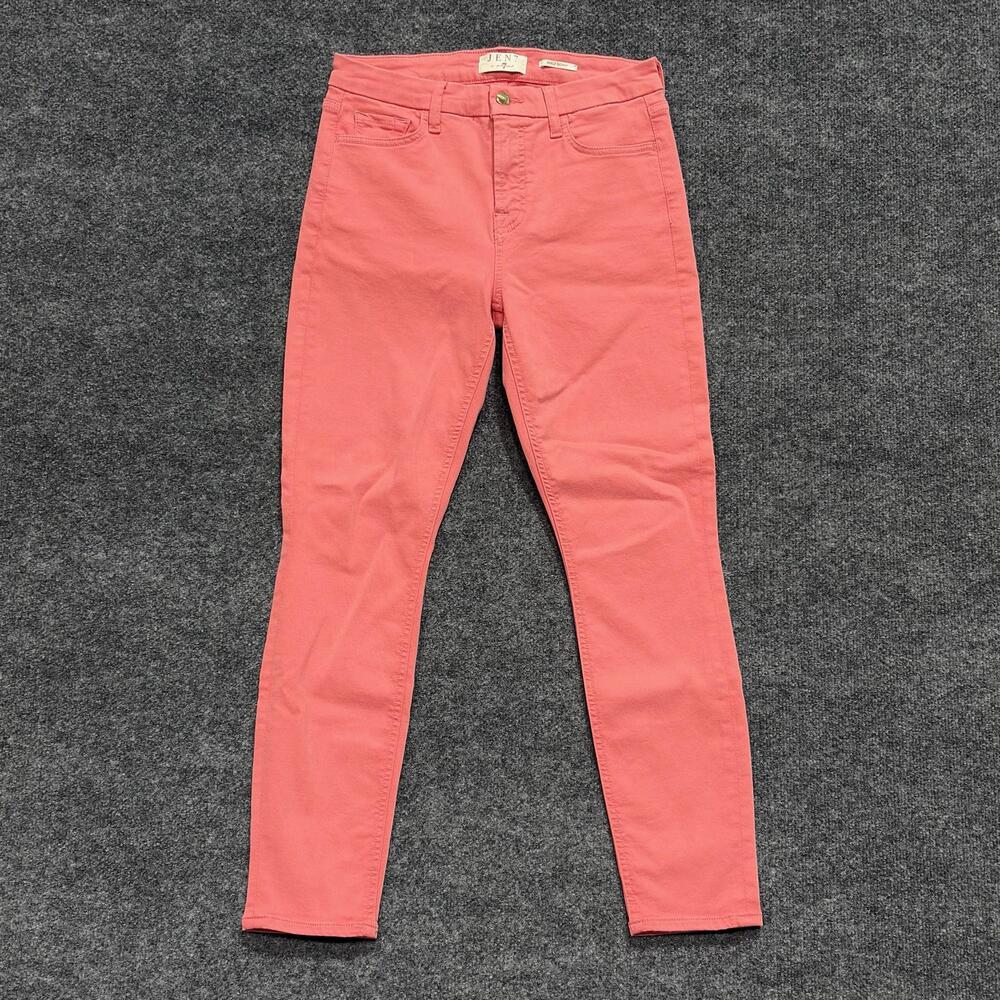 JEN7 Ankle Skinny Jeans Womens 6 Pink Coral Mid Rise Stretch Denim GS0595352